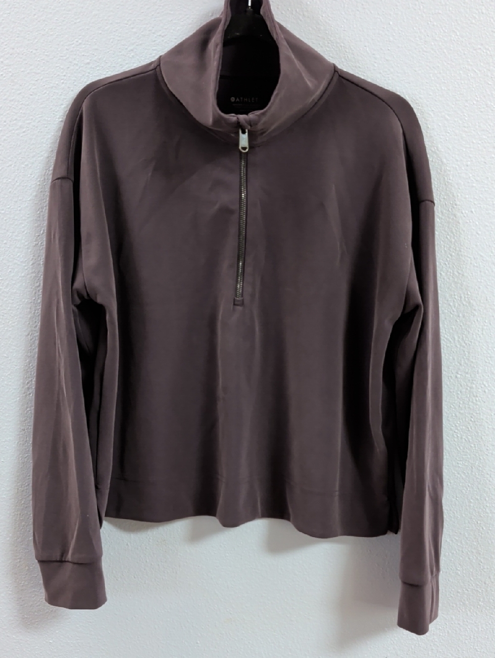 Athleta Seasoft Quarter Zip Purple 1/4 Crop Boxy Pullover - Picture 2 of 8